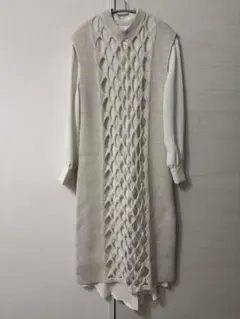 AMERI レース編みニットベスト ホワイト