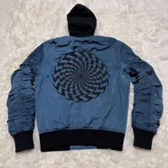 DIESEL フライトジャケット 刺繍　袖ギャザー　2way ブルー　S