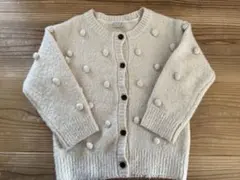プティマイン  petit main ぽんぽんニットカーディガン　M