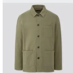 UNIQLO メンズウォッシュジャージーワークジャケット オリーブ Lのサムネイル