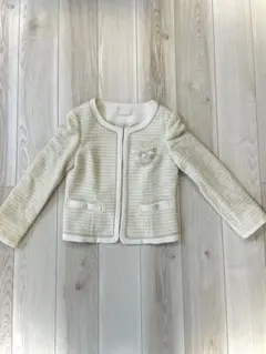 極美品　any sisノーカラーツイードジャケット　Lサイズ相当　コサージュ付き