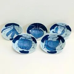 ⭐️ 有田焼 祥玉窯 染付 絵変わり 楕円小鉢揃 5客 美品 ⭐️