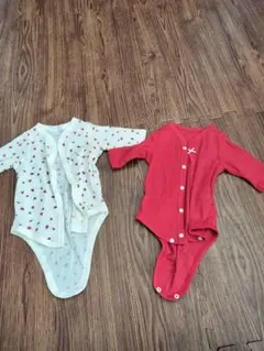 【美品】サイズ60　長袖　前開きロンパース