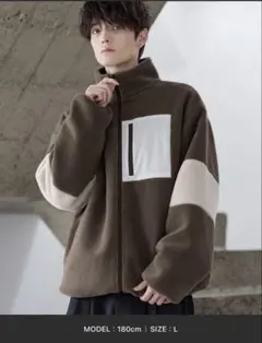 【25AW】防風ボア袖ライン切替スタンドネックジャケット(ドローコード