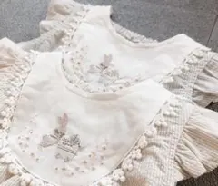 コトリ　フリル付き刺繍ロンパース 80cm
