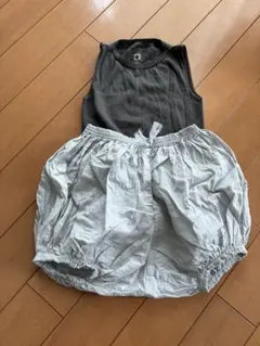 ♡MARLMARL ロンパース 茶色70cm グレーラメ入りズボン♡のサムネイル
