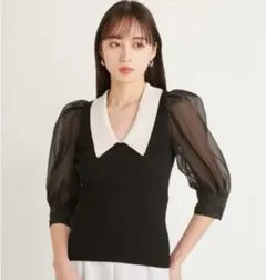 snidel Sustainableシアースリーブニットカラープルオーバー