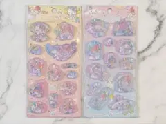 シナモンロール＆マイメロディ&ハローキティ　ウォーターシール　立体　キラキラ