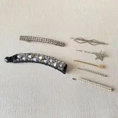 バナナクリップ ヘアアクセサリー ラインストーン バレッタ　ヘアクリップ　ピン