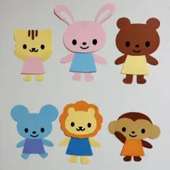 【シンプルな壁面飾り】動物 6セット