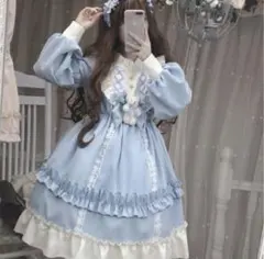 ロリータ ワンピース コスプレ ロリータ ゴスロリ レディース 衣装 ブルー L