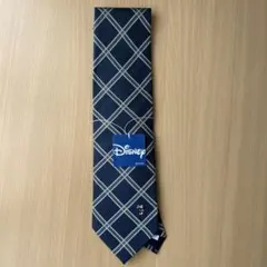 【新品未使用】Disney ネクタイ チェック柄 ネイビー ミッキー 綿