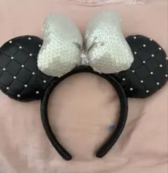 Disney ディズニー ミニーカチューシャ　キルティング　パール　黒