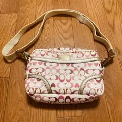 コーチ COACH シグネチャー ショルダーバッグ／ピンク ハート　定価3万円