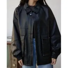 AZUL BY MOUSSY フェイクレザーオーバーブルゾン