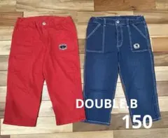 【2枚セット】ミキハウス　ダブルビー　ハーフパンツ　デニム　赤 150
