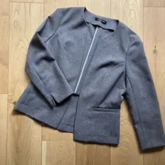 しまむら　ノーカラージャケット グレー Mサイズのサムネイル