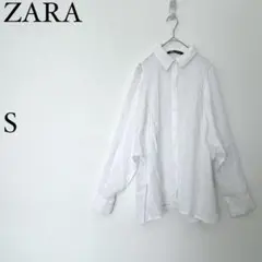 ZARA ザラ　リネンシャツ 白 長袖 レディース S ゆったり ナチュラル