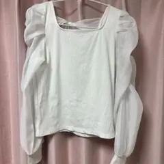 NICE CLAUP　白レースリボンブラウス