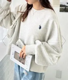 ショートスウェット U.S.POLO ASSN ショート丈 長袖 オートミール