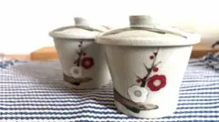 和柄 茶碗蒸し器 2客セット 蓋付き 小鉢 和食器 レトロ柄
