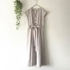 Rirandture ロングワンピース 【1】フレンチスリーブ ベージュ系