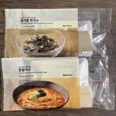 2種類　新品　韓国　無印良品　即席麺　乾麺　ジャンカルグクス　エゴママッククスのサムネイル