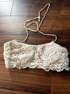 LIP SERVICEアイボリー レース ベアトップ