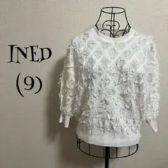INED/イネド/9/白/七分袖/フリンジ/トップス/