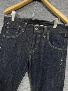 美品 HOSU ワンウォッシュ加工 セルビッチ ストレートデニムパンツ 濃紺38のサムネイル