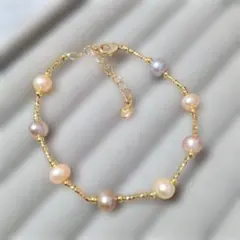 天然淡水パールブレスレット　本真珠 2カラーパール 6-7mm