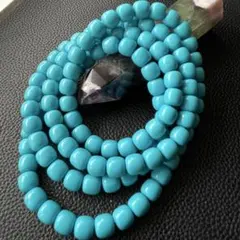 存在感抜群！鮮やかなスカイブルー　ターコイズ9×7mm 108粒 ネックレス