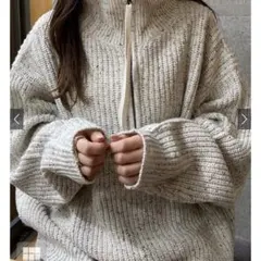 GRL グレイル アイボリー ハーフジップ ニットセーター