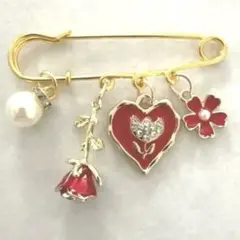 花モチーフのゴールドピンブローチ　ローズ　桜　チューリップ　パール（38）