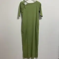LOWRYS FARM ネックリボンカットワンピース グリーン フリーサイズ