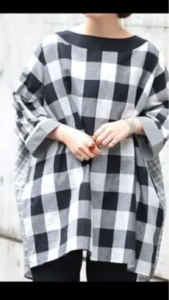 美品、tori-to beams boy バックリボン、チェック、チュニックのサムネイル