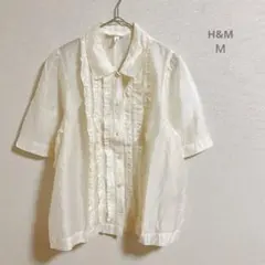 H&M フリルトリムシャツ　ホワイト　Ｍ