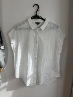 Eddie Bauer 刺繍入りホワイトシャツ L