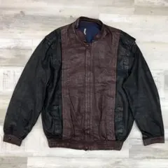 き*ん様 古着 80年代 ユーロレザージャケット マルチカラー メンズL