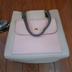 グレー/ピンク トートバッグ
