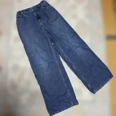 UNIQLO 150cm ダークブルーデニム ワイドパンツ