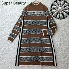 スーパービューティー フラワーモチーフ ニットワンピース パール ビジュー