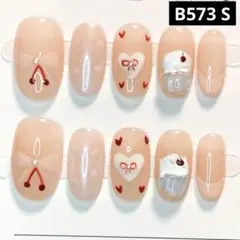 B573現品ネイルチップ　Sサイズ　長19mmカップケーキフレンチ量産型ちゅるん