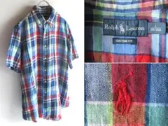 ラルフローレン CUSTOM FIT ロゴ刺繍 チェック BDシャツ L