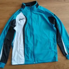 asics トレーニングジャケット 青Lサイズ
