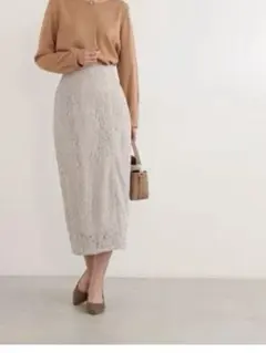 【NATURAL BEAUTY BASIC】レース スカート ベージュ XS