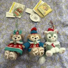 【美品】クリスマス　ぬいぐるみストラップ　ダッフィー　シェリーメイ　ジェラトーニ