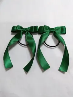 318 たれ付きヘアゴム　緑