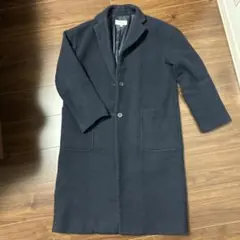 ネイビー チェスターコート ウール混紡