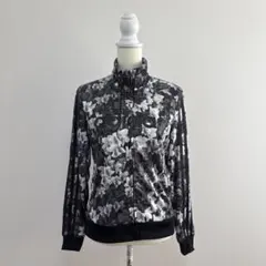 adidas 花柄　ブラックホワイト　トラックジャケット　ジャージ